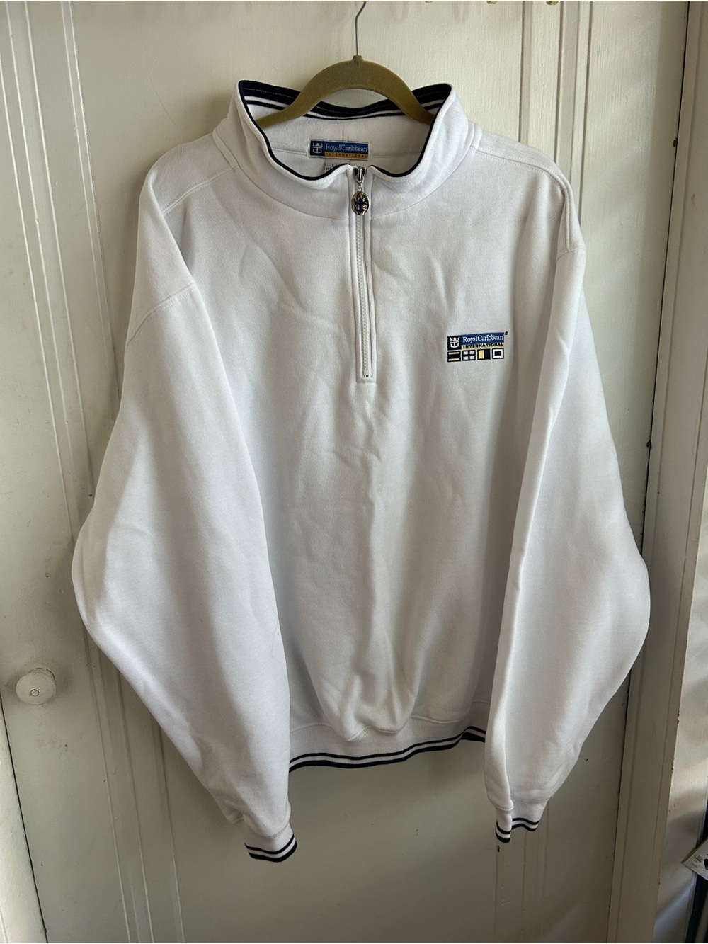 Royal Caribbean White Half-Zip Pullover Sweater with Navy Trim